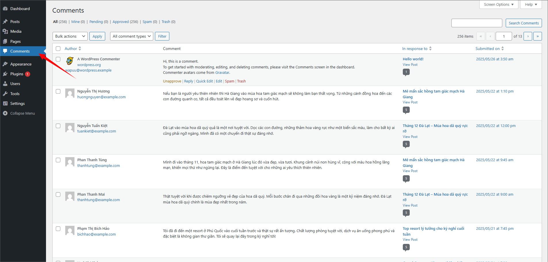 Quản lý bình luận